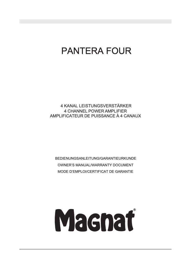 Page 1 de la notice Manuel utilisateur Magnat Pantera Four