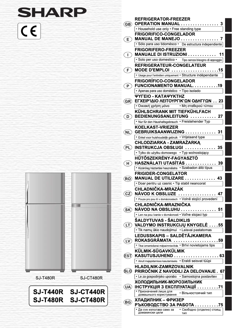 Page n°1 - Manuel utilisateur Sharp SJ-CT440R