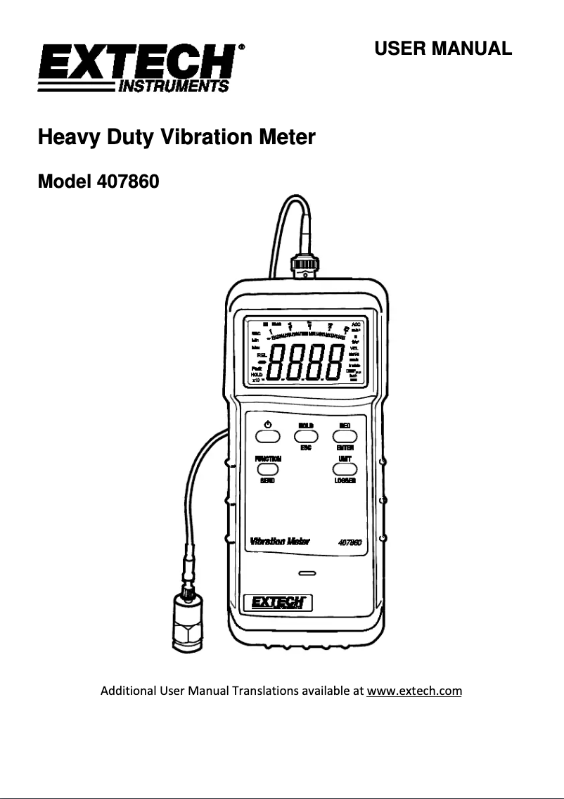 Page 1 de la notice Manuel utilisateur Extech 407860