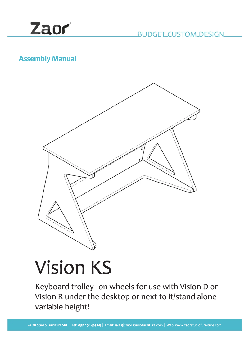 Page 1 de la notice Manuel utilisateur Zaor Vision KS