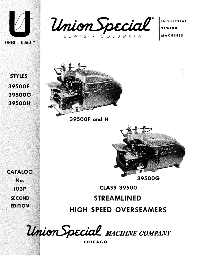 Page n°1 - Manuel utilisateur Union Special 39500F