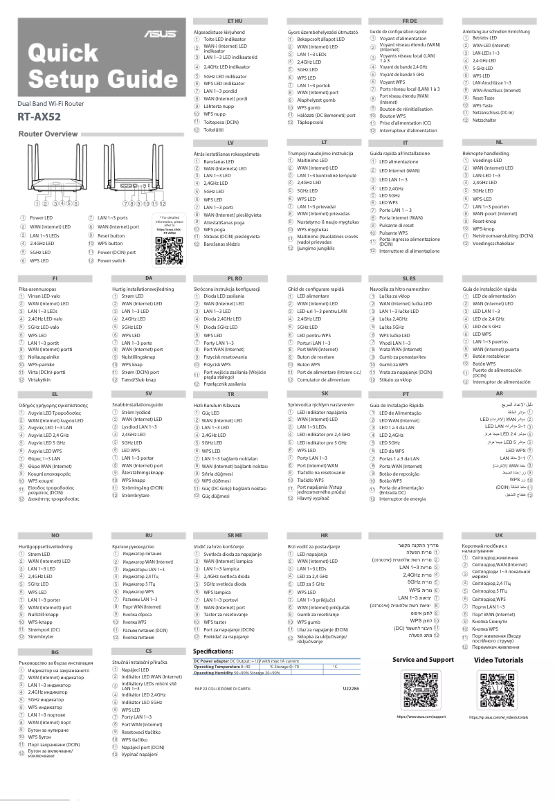 Page 1 de la notice Guide de démarrage rapide Asus RT-AX52