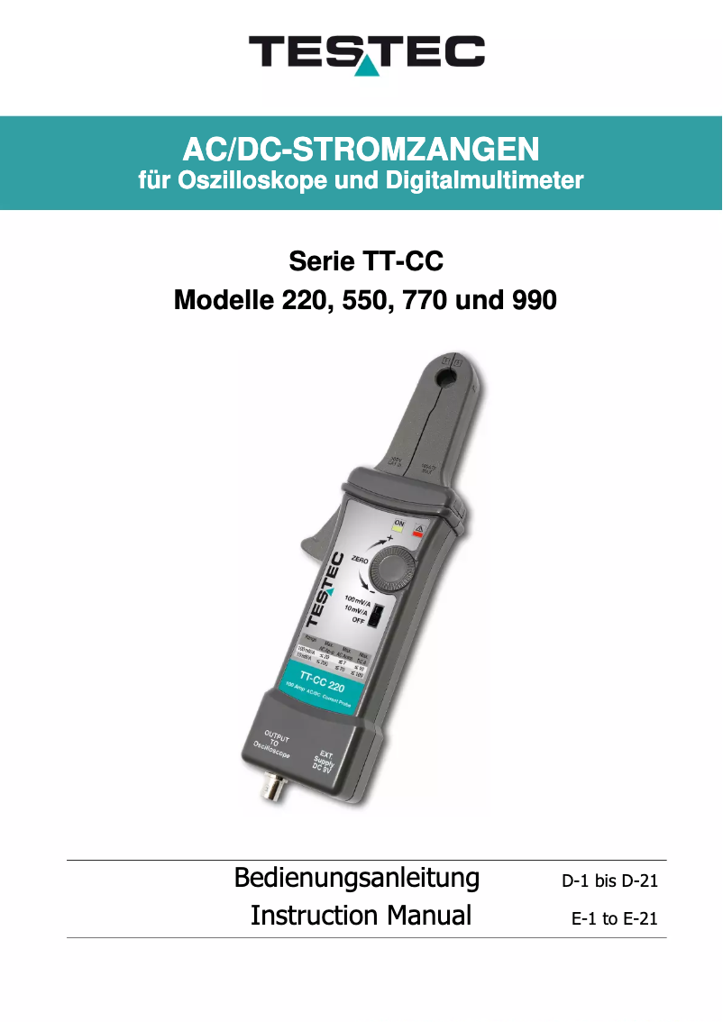 Page n°1 - Manuel utilisateur Testec TT-CC 990