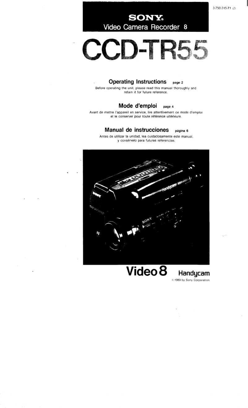 Page 1 de la notice Manuel utilisateur Sony CCD-TR55