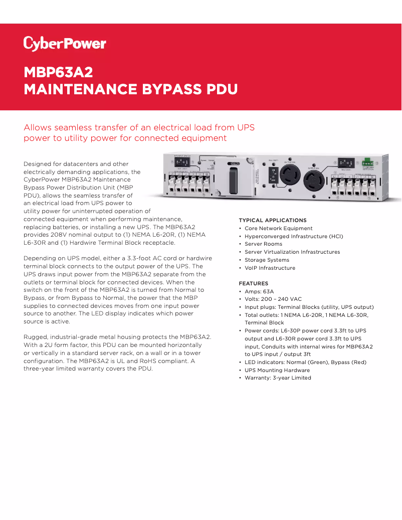 Page 1 de la notice Fiche technique CyberPower MBP63A2