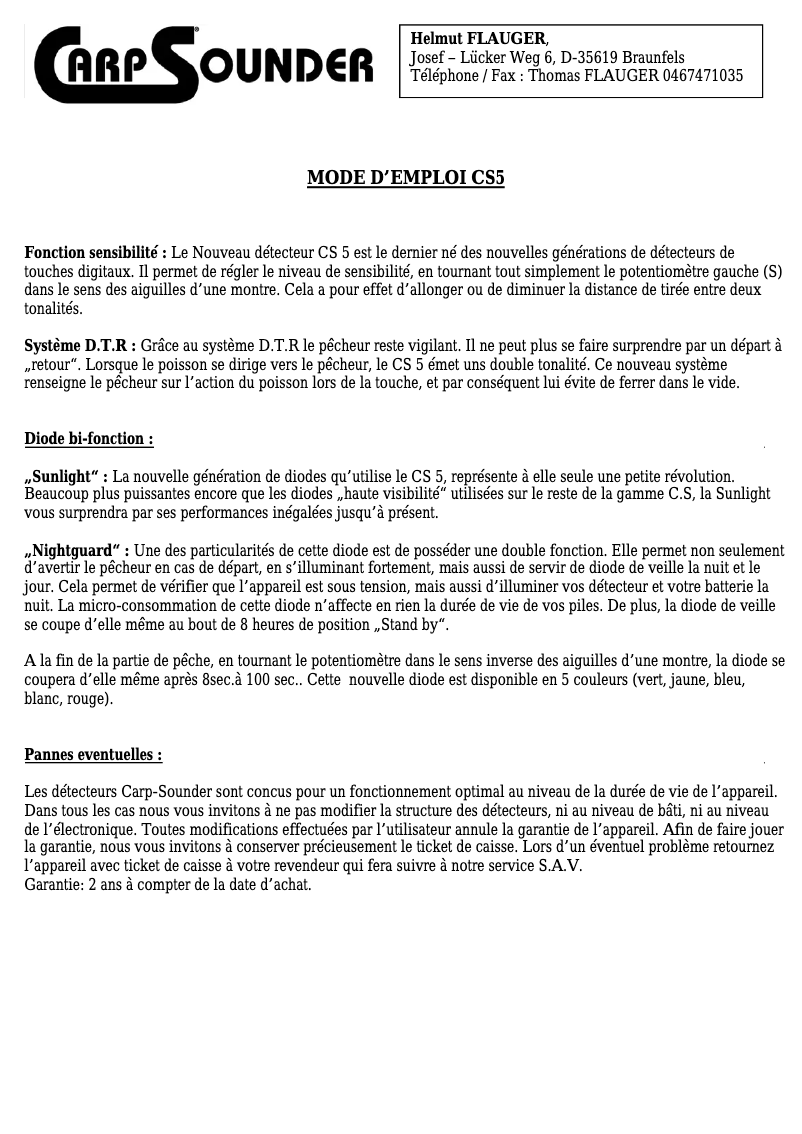 Página 1 del manual Manual de usuario CarpSounder CS5