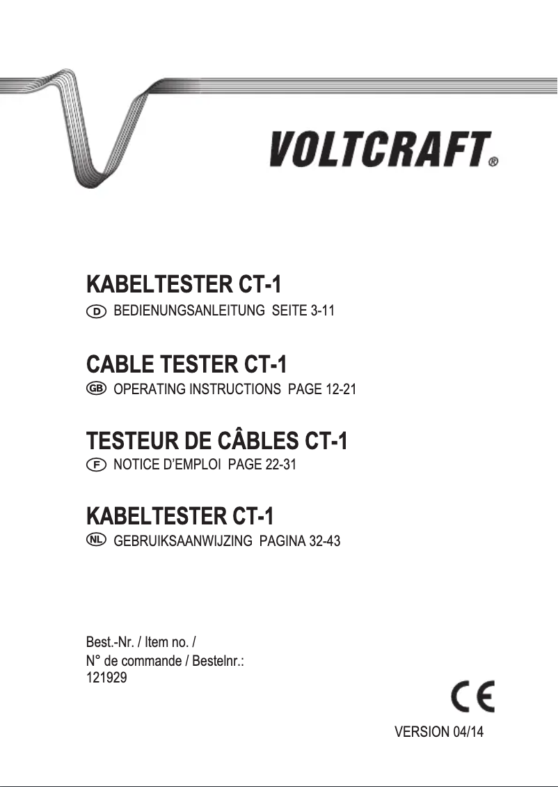 Page n°1 - Manuel utilisateur Voltcraft CT-1