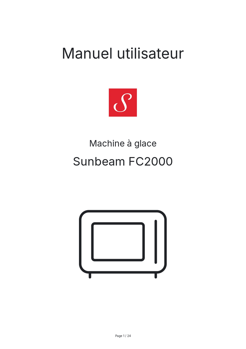Page n°1 - Manuel utilisateur Sunbeam FC2000