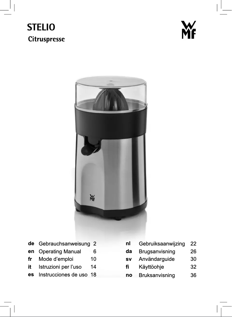 Page 1 de la notice Manuel utilisateur WMF Stelio 04.1603.0012