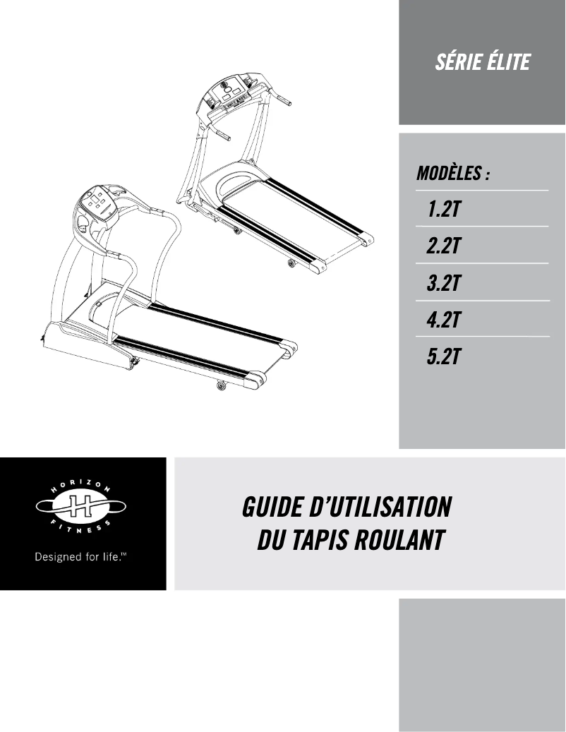 Page 1 de la notice Manuel utilisateur Horizon Fitness Elite 4.2T