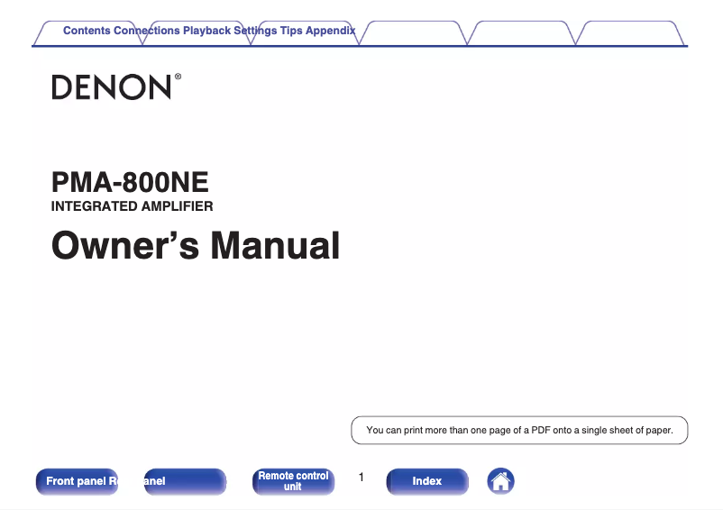 Page 1 de la notice Manuel utilisateur Denon PMA8-00NE