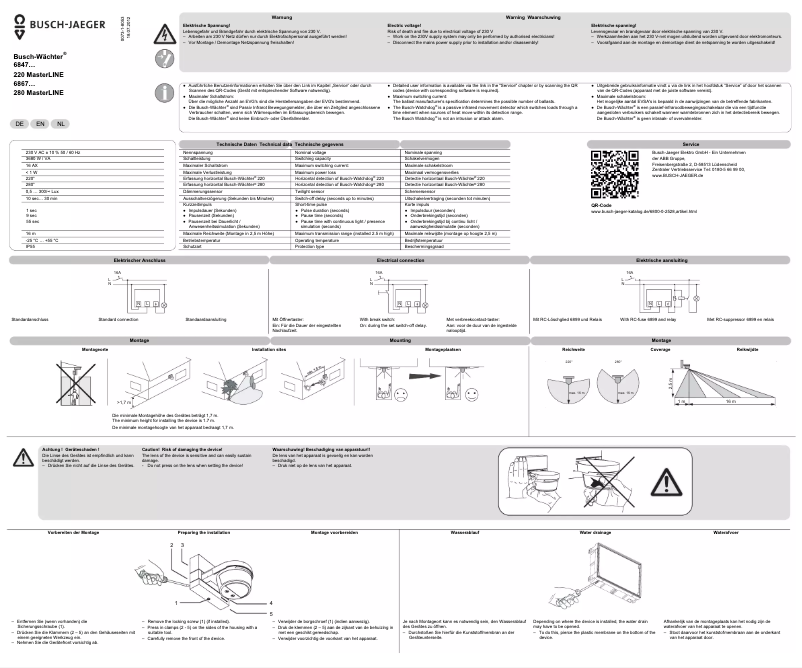 Page 1 de la notice Manuel utilisateur Busch-Jaeger 220 MasterLINE