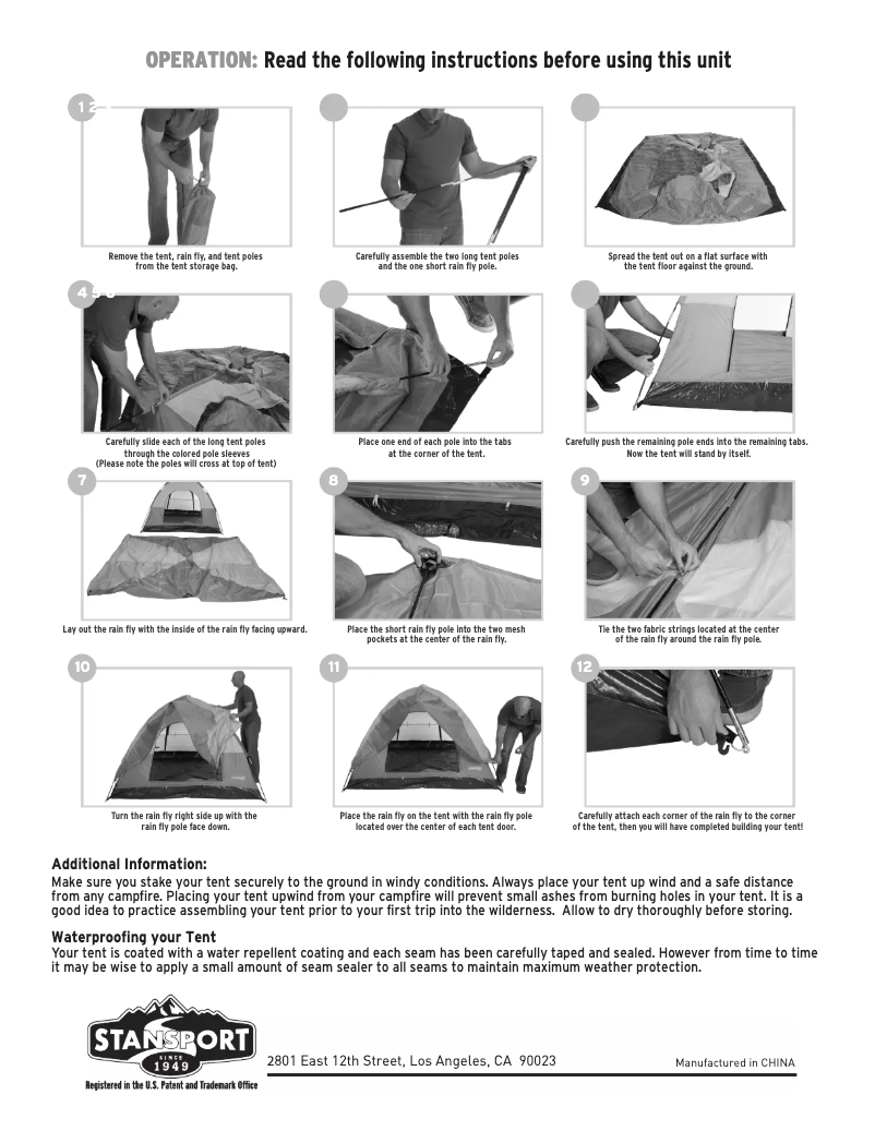 Page n°1 - Manuel utilisateur Stansport El Capitan 737-100