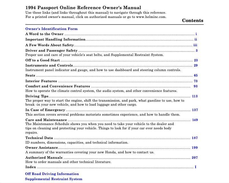 Image de la première page du manuel de l'appareil Passport (1994)