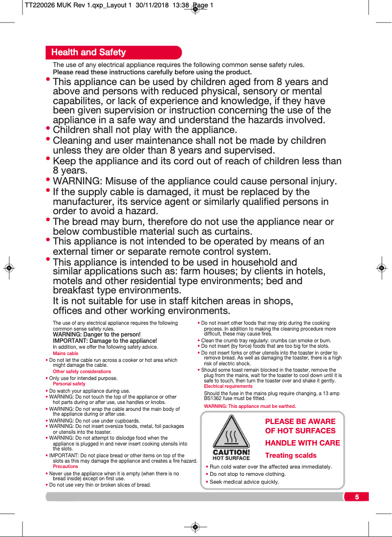 Page 1 de la notice Manuel utilisateur Morphy Richards 220026