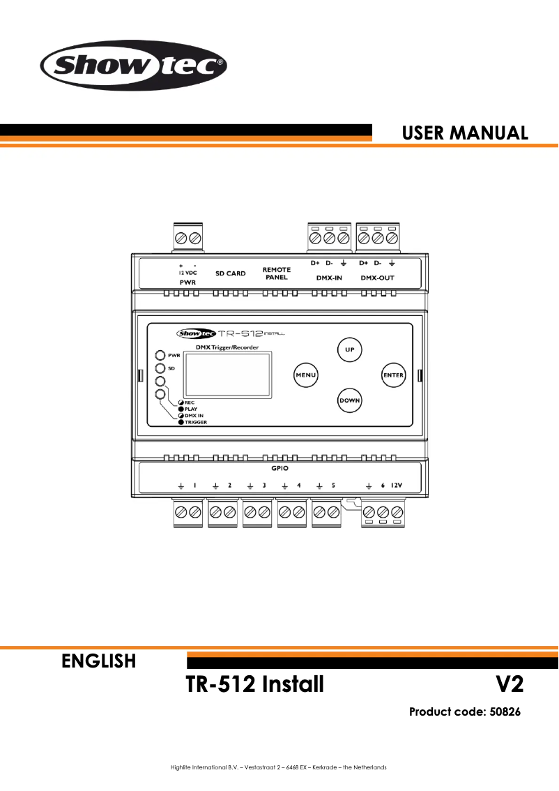 Page n°1 - Manuel utilisateur Showtec TR-512 Install