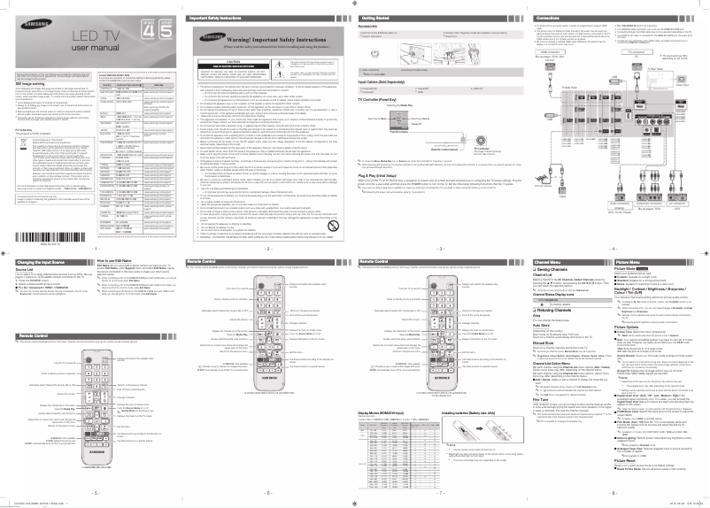 Page 1 de la notice Manuel utilisateur Samsung UA24H4053AR