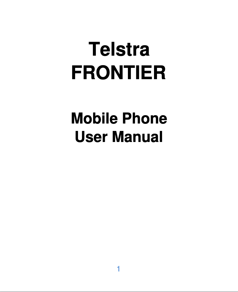 Image de la première page du manuel de l'appareil Telstra Frontier