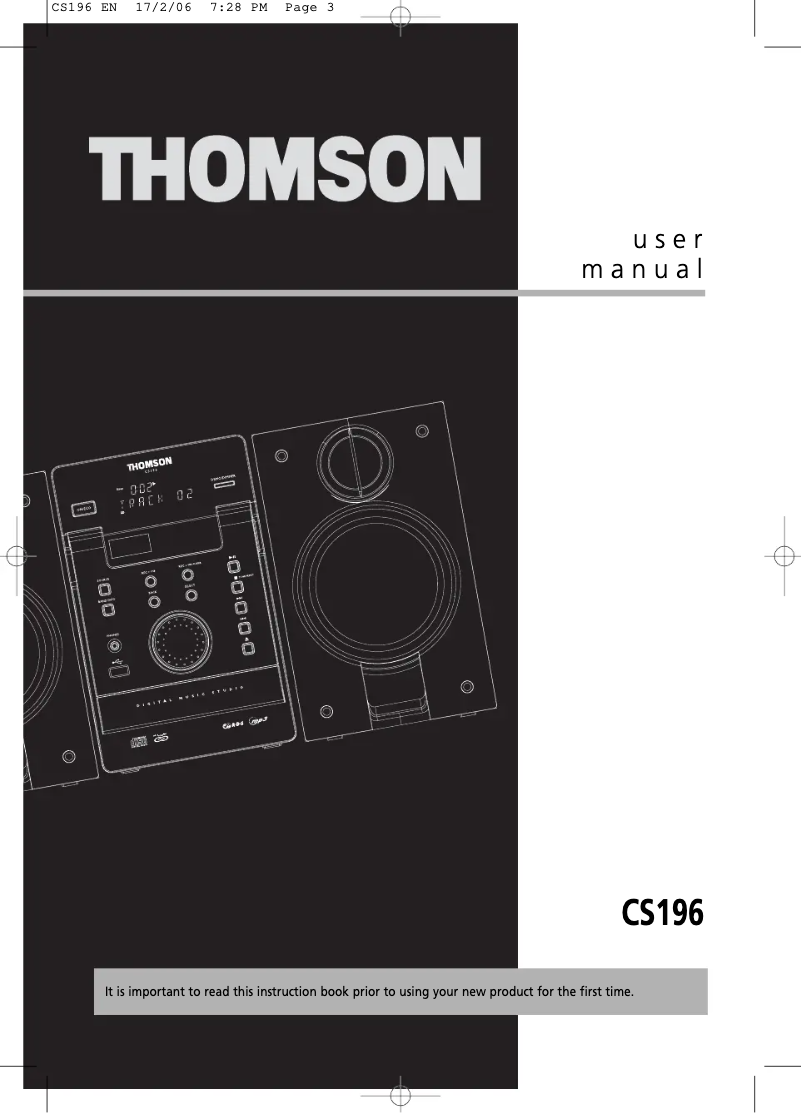 Page n°1 - Manuel utilisateur Thomson CS196