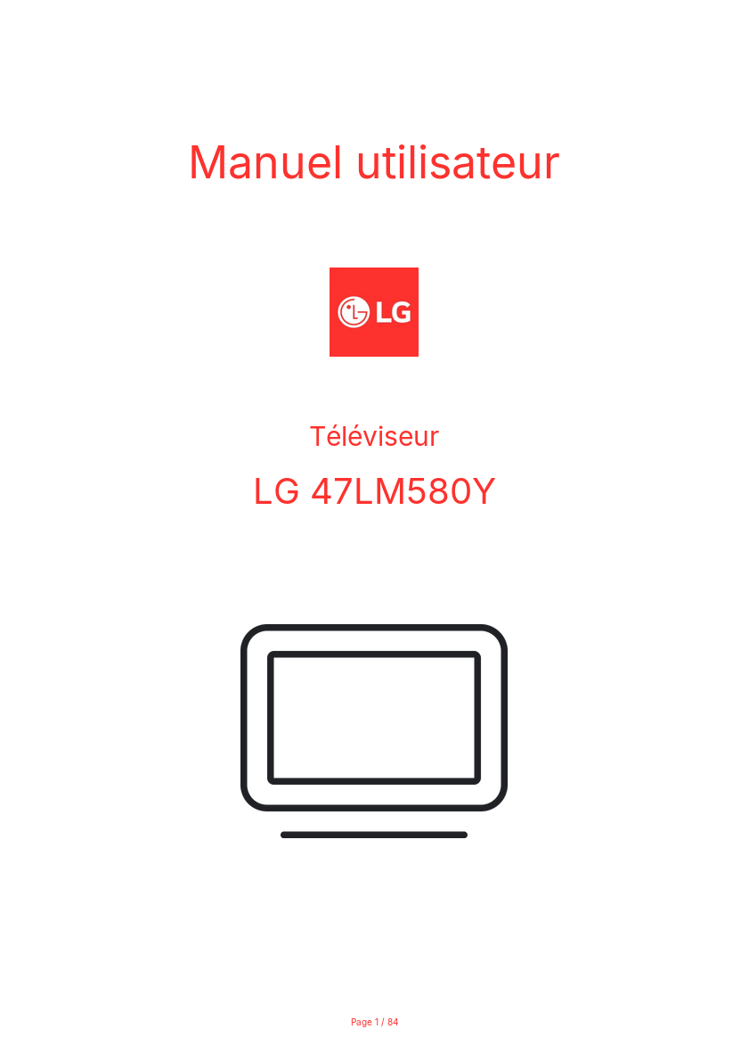 Image de la première page du manuel de l'appareil 47LM580Y