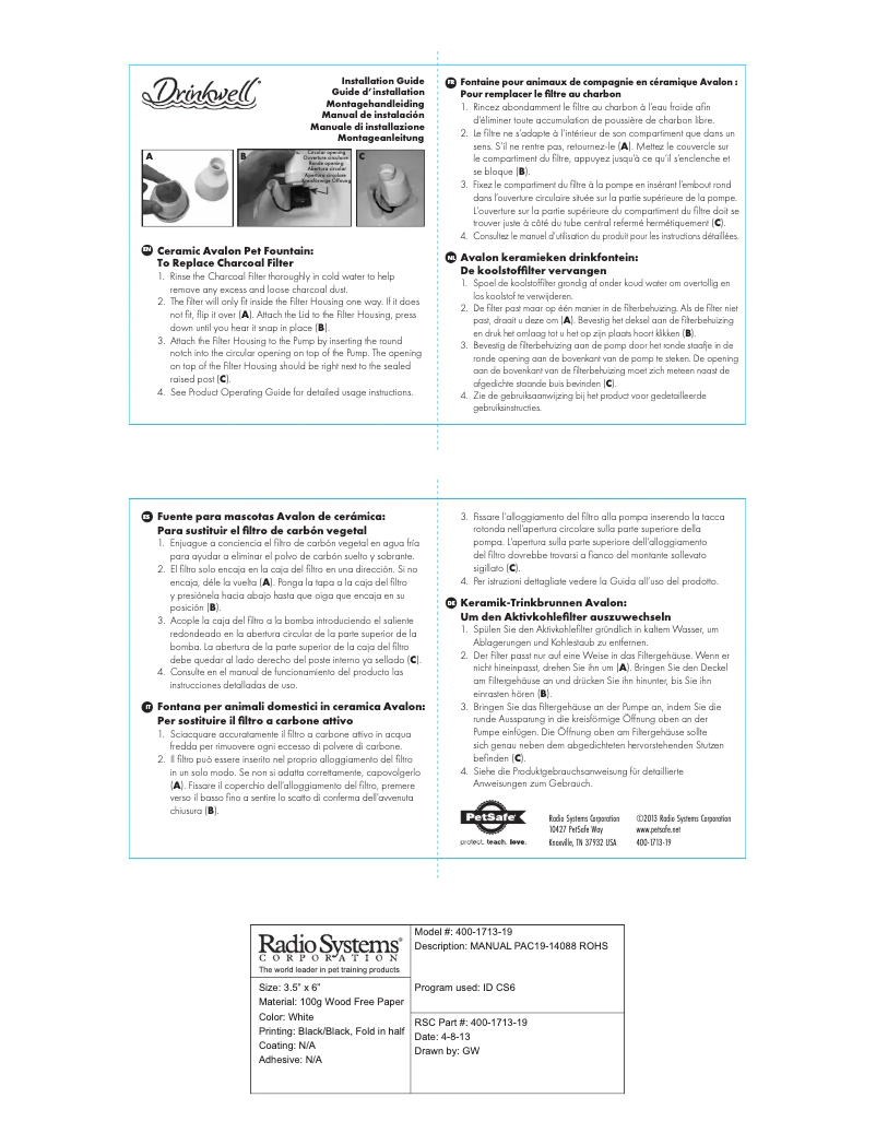 Page 1 de la notice Manuel utilisateur PetSafe Drinkwell PAC19-14088