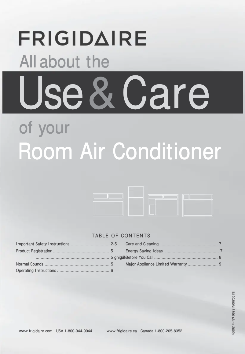 Page 1 de la notice Manuel d'utilisation et d'entretien Frigidaire FFRA051ZA1