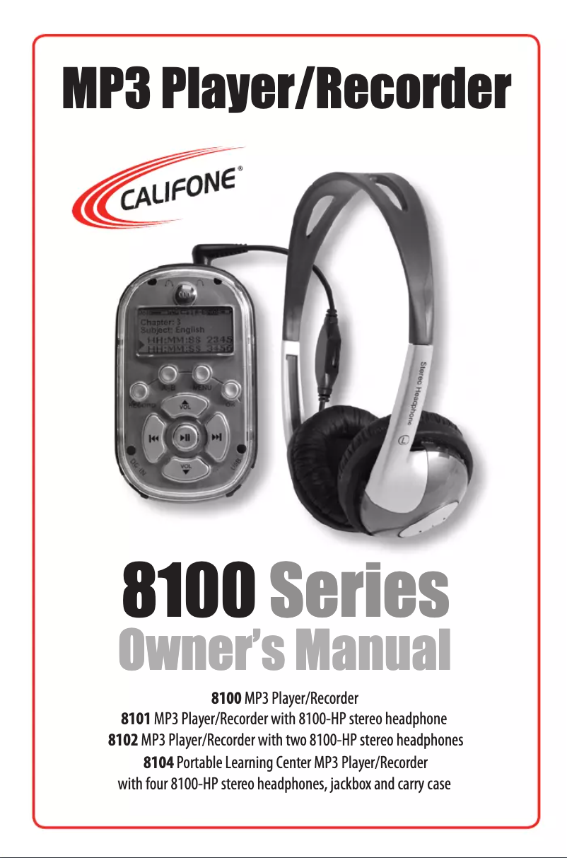 Page n°1 - Manuel utilisateur Califone 8101