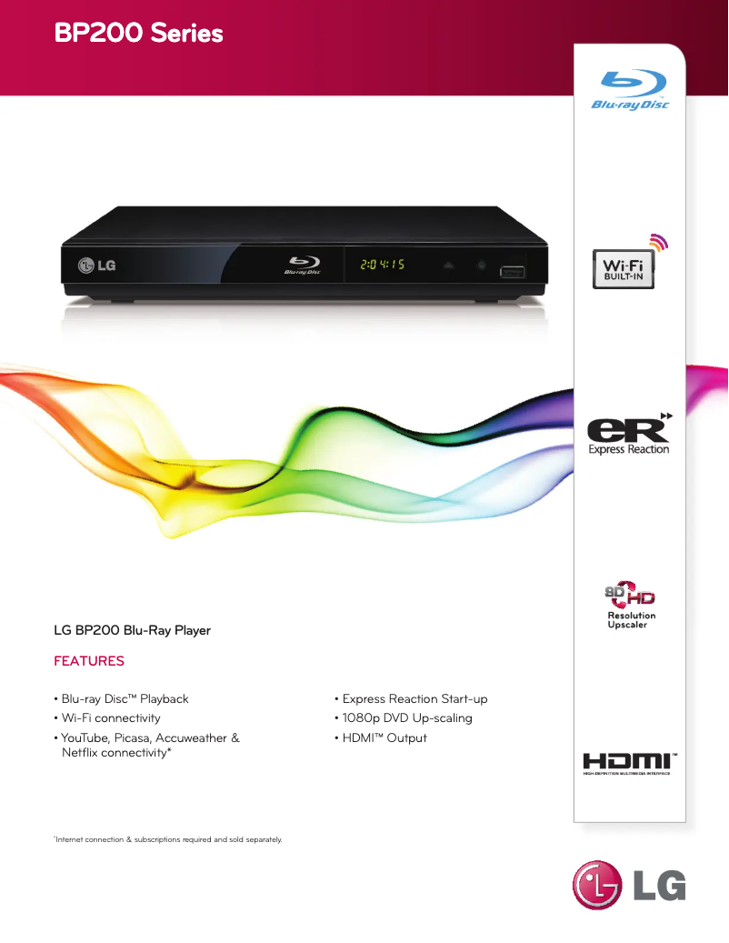 Page 1 de la notice Fiche technique LG BP200