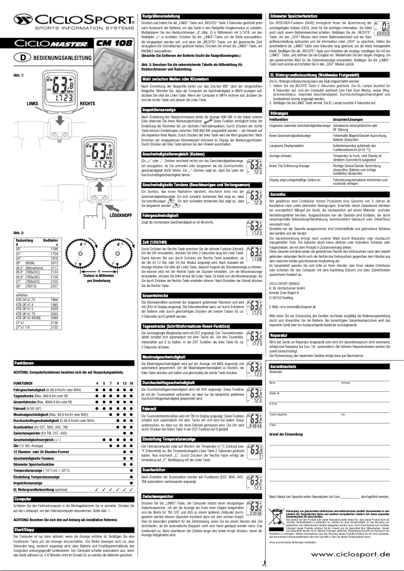 Página 1 del manual Manual de usuario Ciclo Master CM108