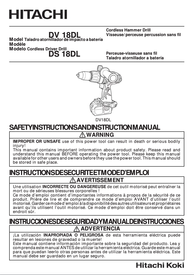 Imagen de la primera página del manual del dispositivo DV18DL