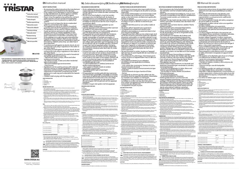 Page 1 de la notice Manuel utilisateur TriStar RK-6103