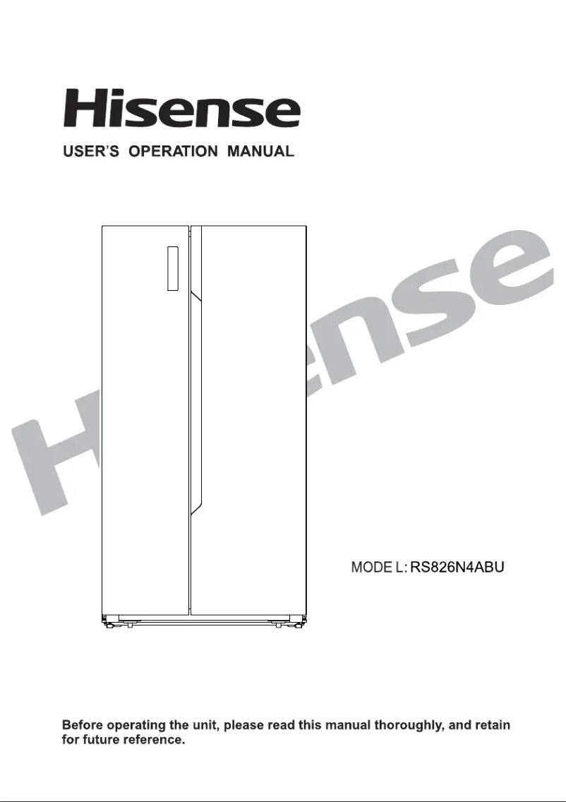 Page 1 de la notice Manuel utilisateur Hisense RS826N4ABU