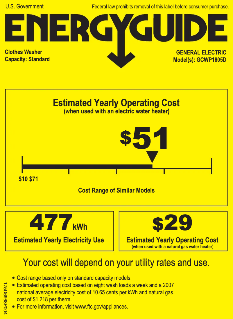 Página 1 del manual Etiqueta energética GE GCWP1805DCC