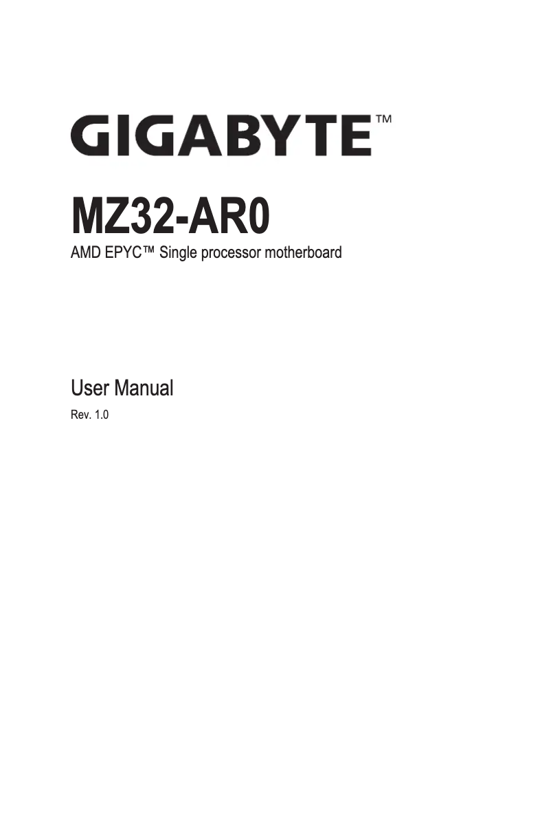 Page 1 de la notice Manuel utilisateur Gigabyte MZ32-AR0
