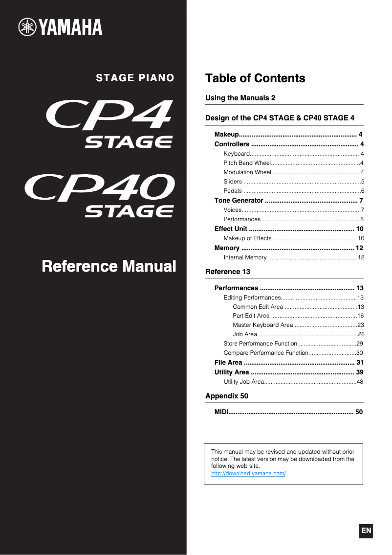 Page n°1 - Manuel utilisateur Yamaha CP40 Stage