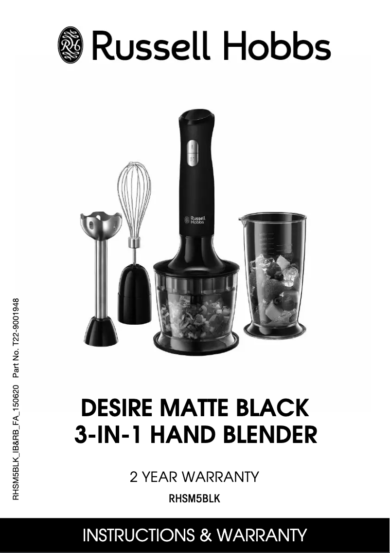 Page 1 de la notice Manuel utilisateur Russell Hobbs Desire Matte Black RHSM5BLK