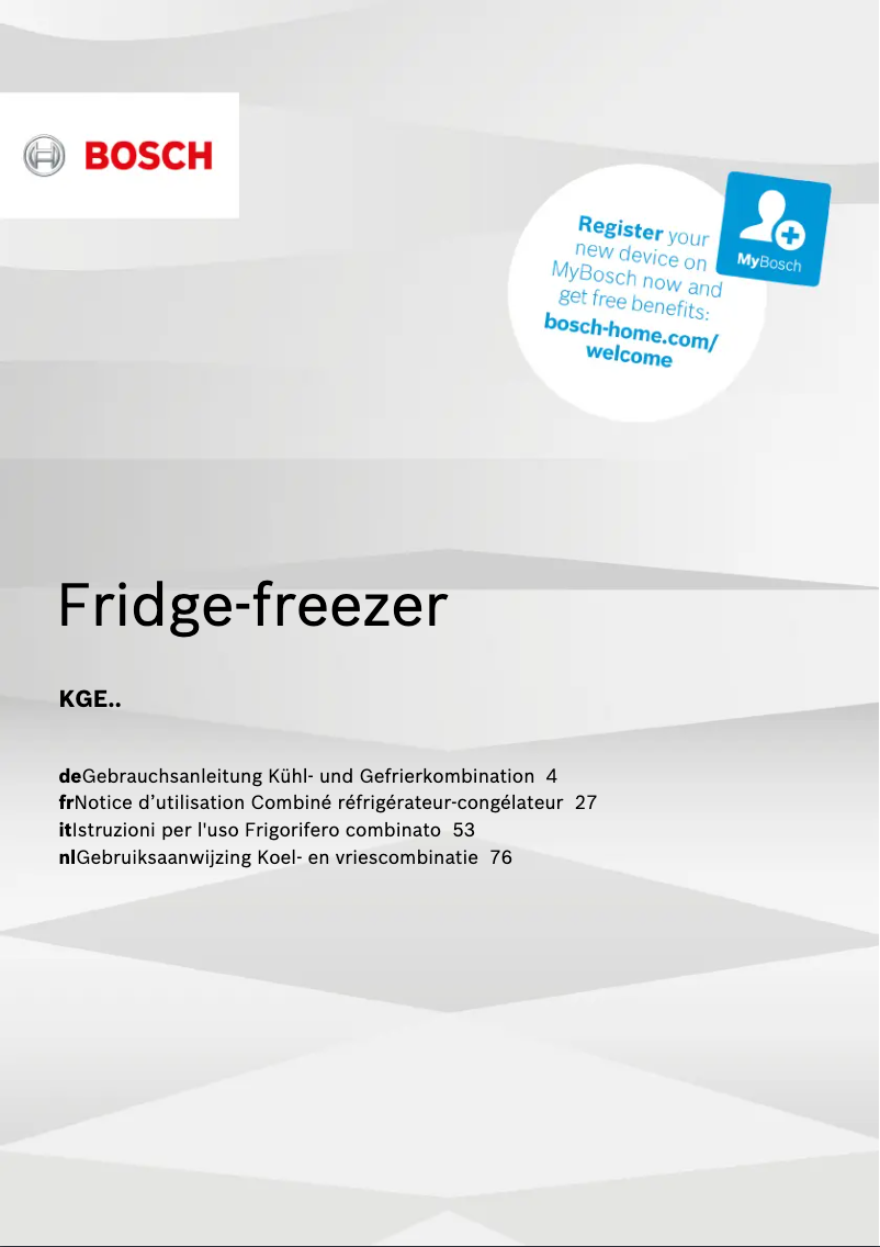 Page n°1 - Manuel utilisateur Bosch KGE36BW41