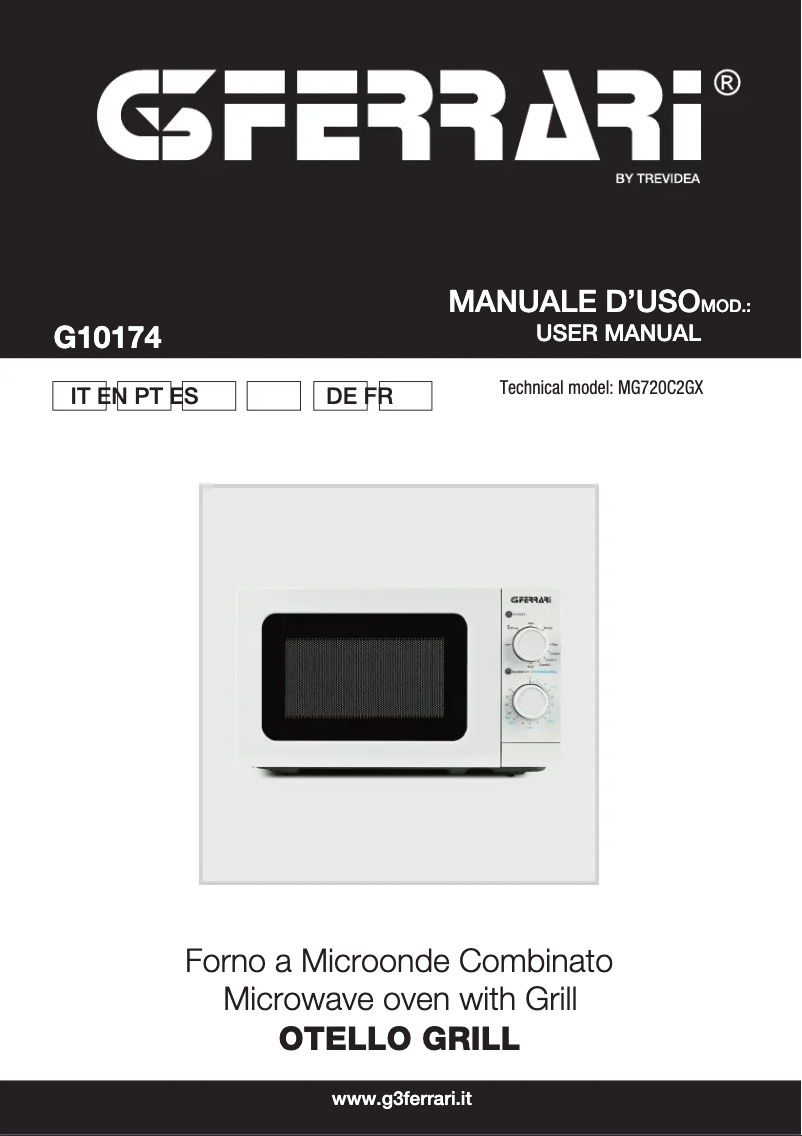 Page 1 de la notice Manuel utilisateur G3 Ferrari Otello Grill G10174