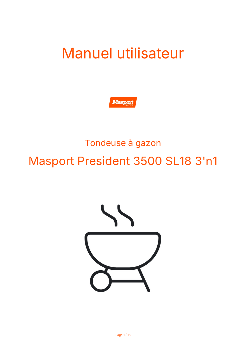 Page n°1 - Manuel utilisateur Masport President 3500 SL18 3'n1