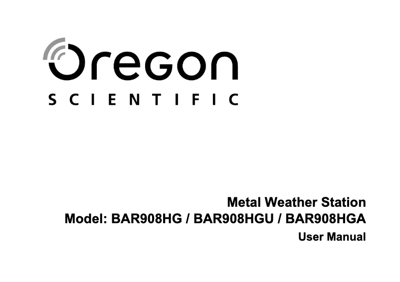 Page n°1 - Manuel utilisateur Oregon Scientific BAR908HGU