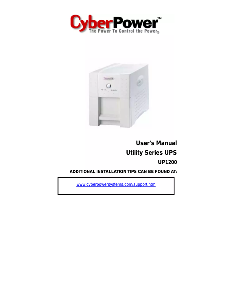 Page n°1 - Manuel utilisateur CyberPower UP1200