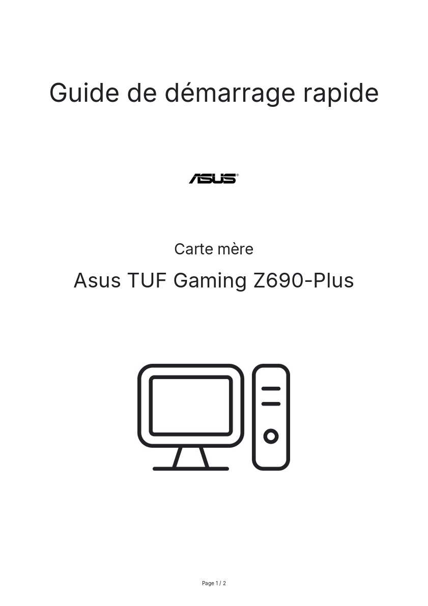 Page n°1 - Guide de démarrage rapide Asus TUF Gaming Z690-Plus