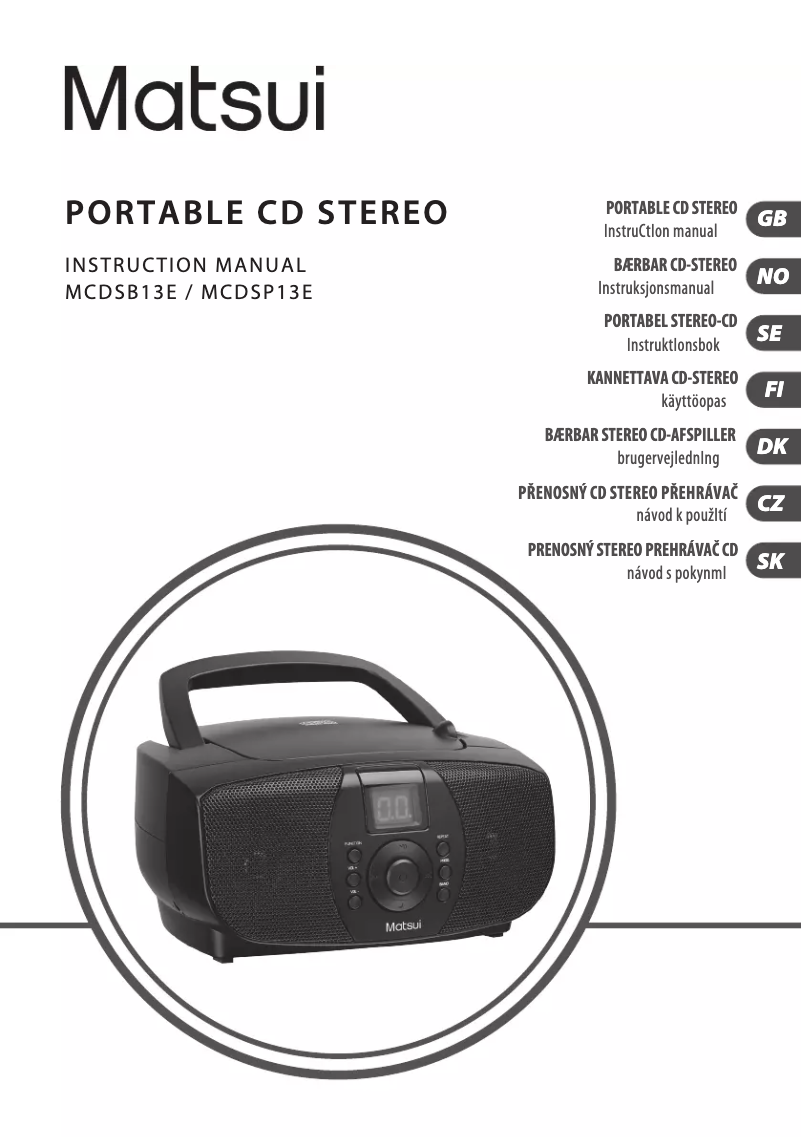 Page 1 de la notice Manuel utilisateur Matsui MCDSB13E