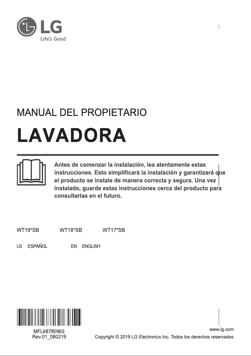 Page 1 de la notice Manuel utilisateur LG WT19RSB