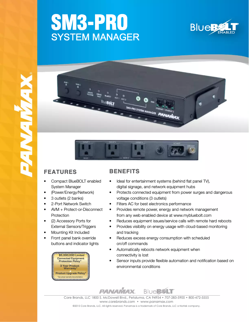 Página 1 del manual Ficha técnica Panamax SM3-PRO