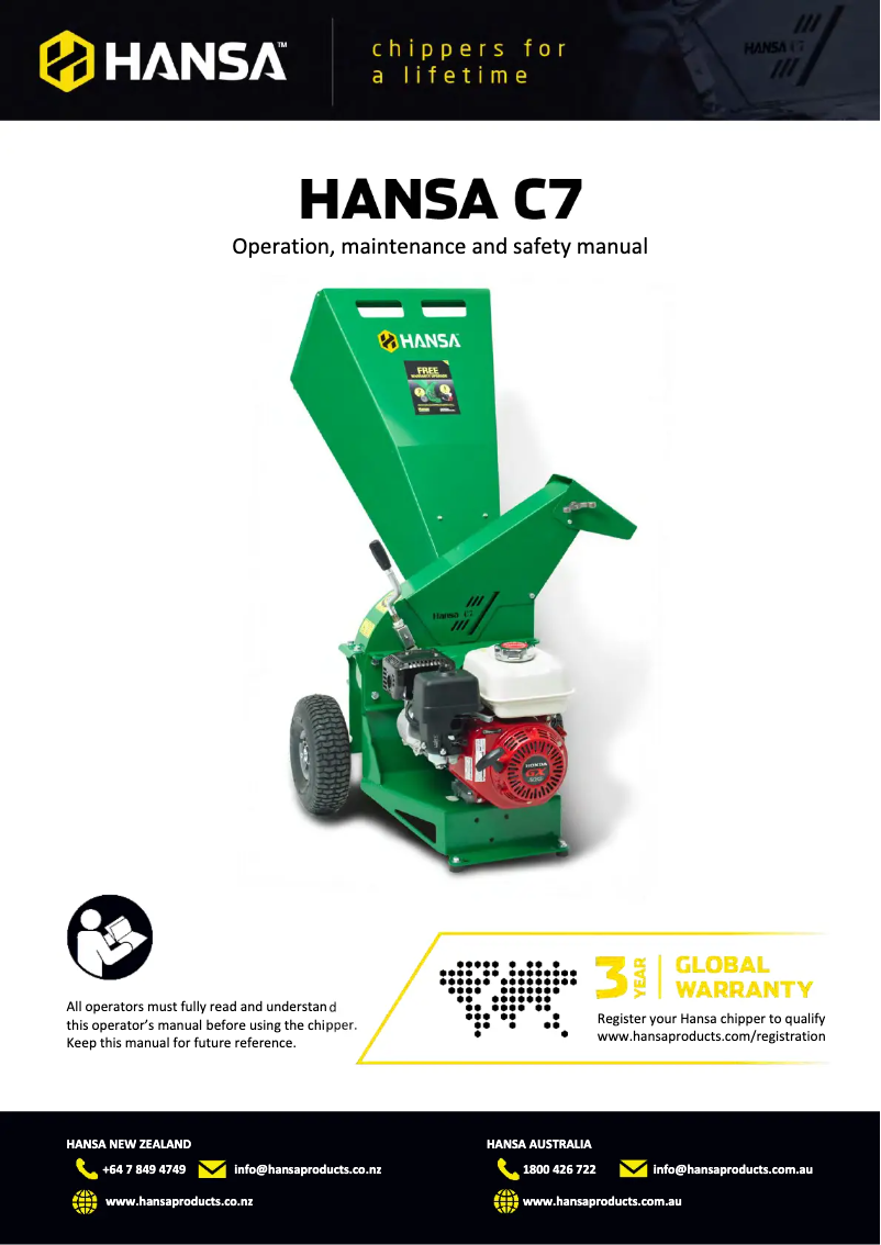 Page 1 de la notice Manuel utilisateur Hansa C7