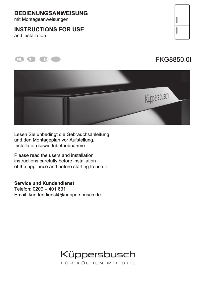 Page 1 de la notice Manuel utilisateur Küppersbusch FKG8850.0i