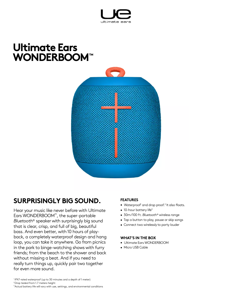 Page 1 de la notice Manuel utilisateur Ultimate Ears Wonderboom