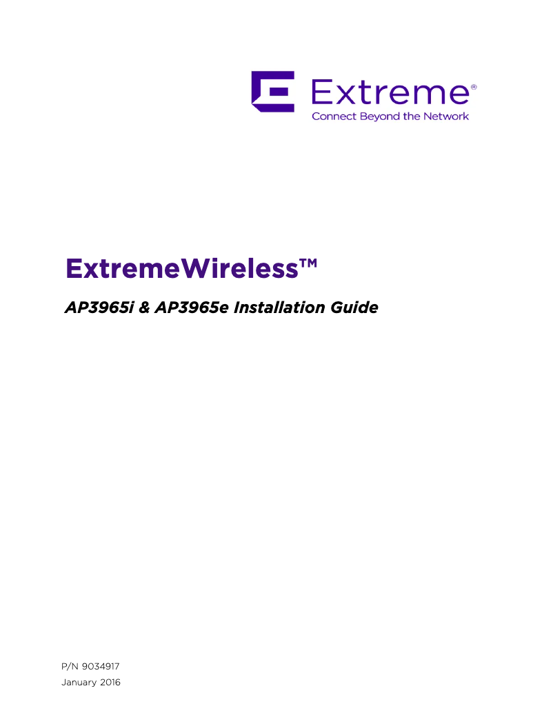 Page n°1 - Manuel utilisateur Extreme Networks AP3965i