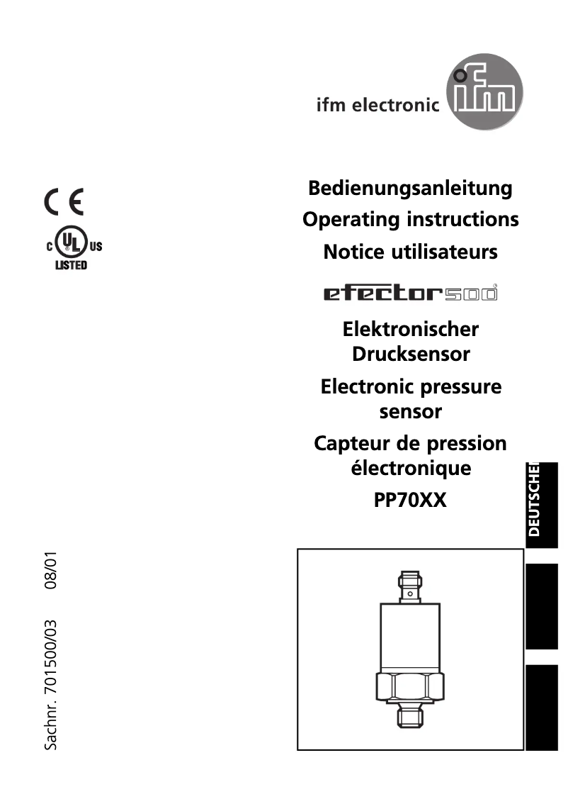 Page n°1 - Manuel utilisateur IFM PP7020